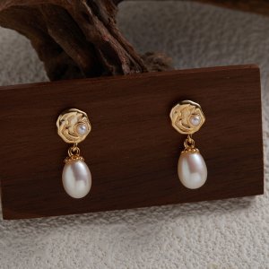 S925 Sterling Silver Stud Earrings With Natural Freshwater Pearls and Colorful Gemstones